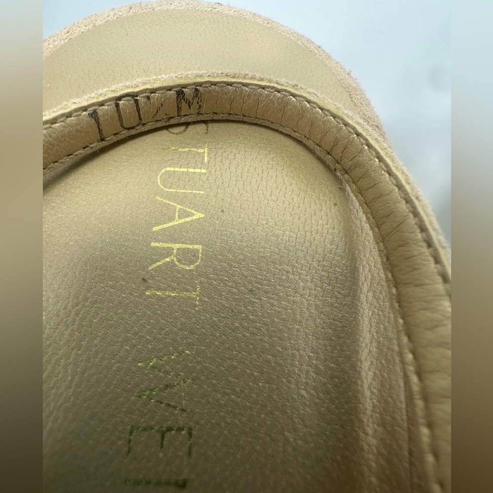 Stuart Weitzman Tasselmania Suede Wedge Sandal, Beige, Size 10.5 - Picture 8 of 11